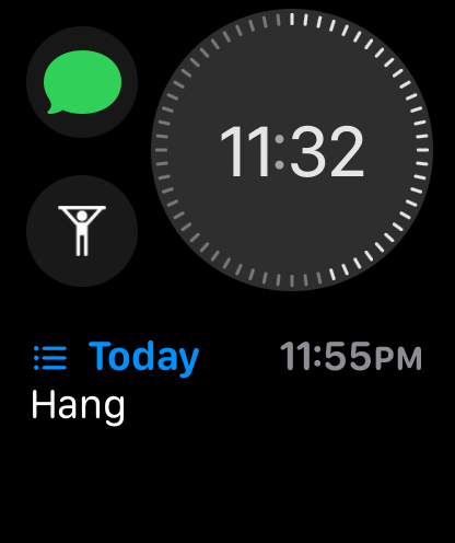 Hang Habit reminder complication showing scheduled hang time
