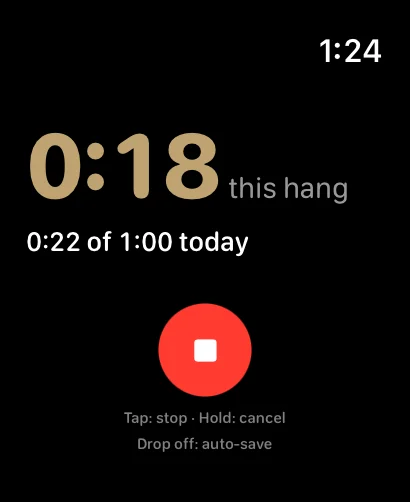 Hang Habit’s active timer displayed inside a Watch device frame